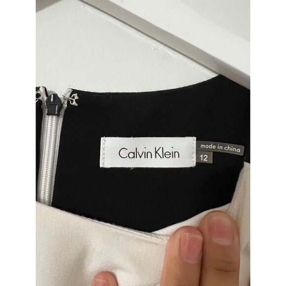 Calvin Klein Black/Off White Lux 2 Tone Sheath Cap Sleeve Size 12 - Picture 5 of 7